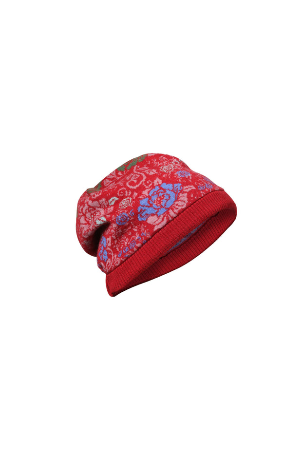 Floral knit cap