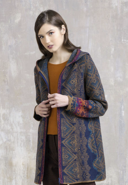 Geometric hoodie coat